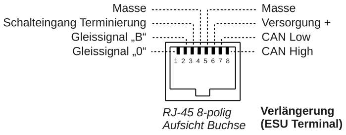 CAN-Bus-Stecker RJ45 für Verlägerung ESU-Terminal